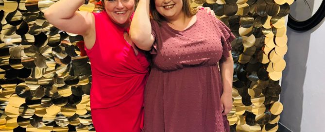 Tracy Heatley and Sarah Spedding, from Better Networking Hubs, at The Freshies Awards 2025 making a losers sign seeing the fun side in being finalists but not winning